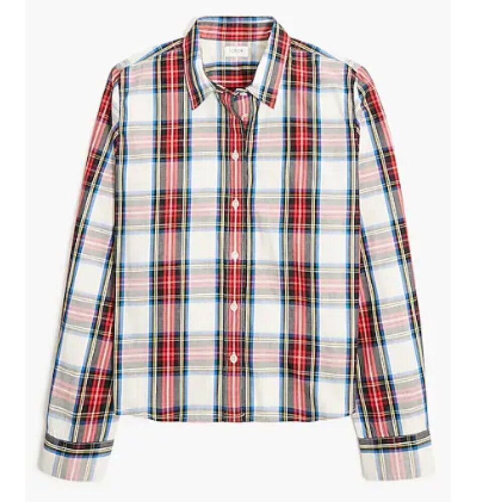 NWT J. Crew Women’s Holiday Tartan Plaid Button Down Shirt Size 2X
